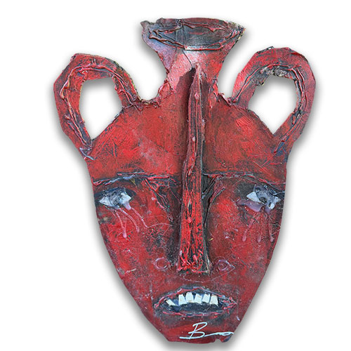 Michael Banks Mixed Media Face Jug Interpretation "Resting Jug Face" 19x13 WP5830